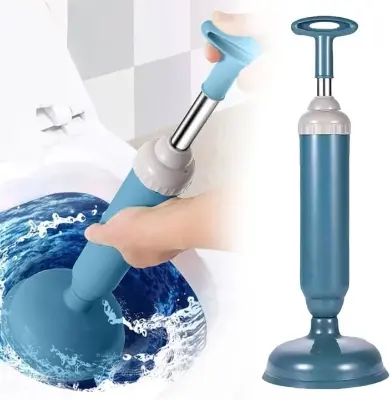 Picture of Powerful Bathroom Blocked Toilet Sink Multi Drain Buster Plunger W/2 Suckers For Sink Cleaning Tools