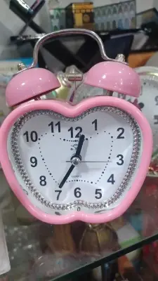 Picture of Heart Shape Bell Alarm Clock Nightlight Wake Up Digital Clocks Desktop Household Kids Bedroom Travel Supply, Green - Multicolor