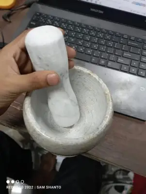 Picture of Handheld Marble Mortar and Pestle Set - Ash - Multicolor