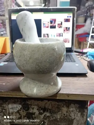 Picture of Handheld Marble Mortar and Pestle Set - Ash - Multicolor