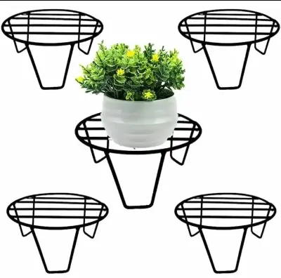Picture of 5 pcsRound Plant Stand for Flower Pots at HomeOutdoor / Indoor Plants Gamla Stand For Living room , Balcony and Garden Decor Rust - Black