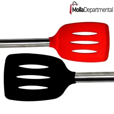 Picture of Stylish Big Soup Spoon, 9-Inch Stainless Steel – Silver Color – Wooden Color Plastic Cover Handle – Ideal for Cooking and Serving – 1 Piece - Multicolor