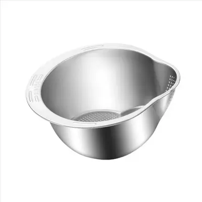 Picture of Rice Washer Strainer Bowl Stainless Steel Rice Washing Bowl A - Multicolor