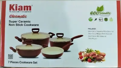 Picture of Kiam 7 Piece Ceramic Granite Non Stick Cookware Set (Induction Bottom) 100% authentic Products - Multicolor