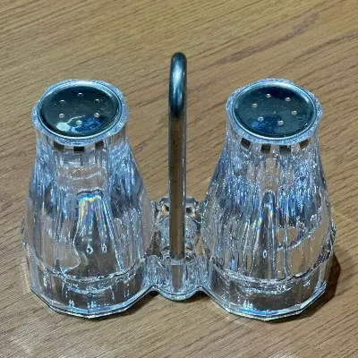 Picture of 2pcs Salt and Pepper Shakers Set - Grade Stainless Steel with Glass Bottom - Multicolor