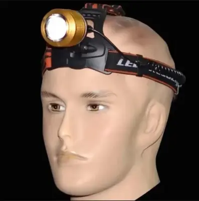 Picture of Rechargable LED Head Lamp Flash Light Torch - Black - Multicolor