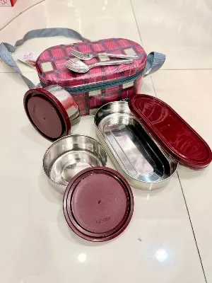 Picture of Milton Corporate Lunch box Stainless Steel, 3 containers, capacity 280+280+ 300ml 100% leak proof - Multicolor