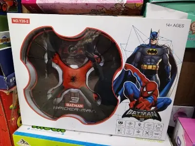 Picture of Spiderman and Batman Drone With Led Light and Remote Control Toy for Children - Multicolor