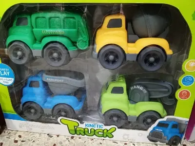 Picture of Kids Toy Friction Car Set 4 pcs Push Car for Baby Construction Truck Car Set Large Size Car - Multicolor