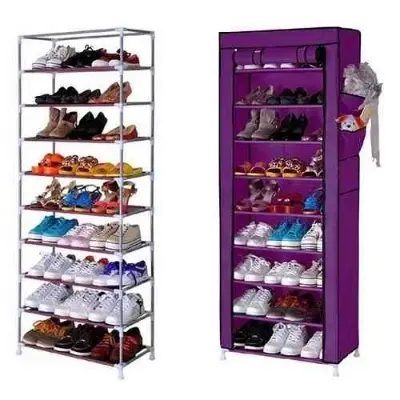 Picture of Steel Portable Multi Utility Shoe Rack - 9 Shelf - Multicolor