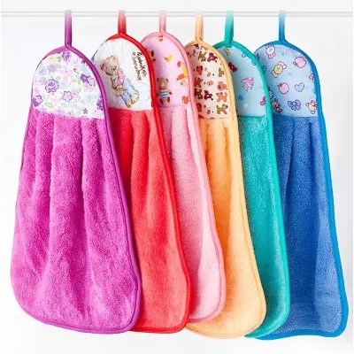 Picture of 1 pcs Hanging Hand Towel Basin Kitchen Napkin Multi-Purpose Ref Towel smooth and comfortable Cleaning Kitchen Accessories – - Multicolor