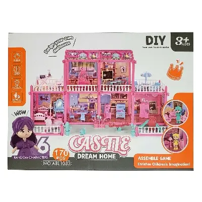 Picture of DIY dream villa furniture set with 6 girls dollhouse - Multicolor