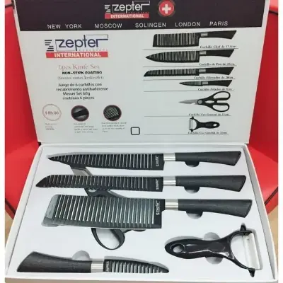 Picture of 6 Pcs Knife Set Non-Stick Coating Stainless Steel - Black