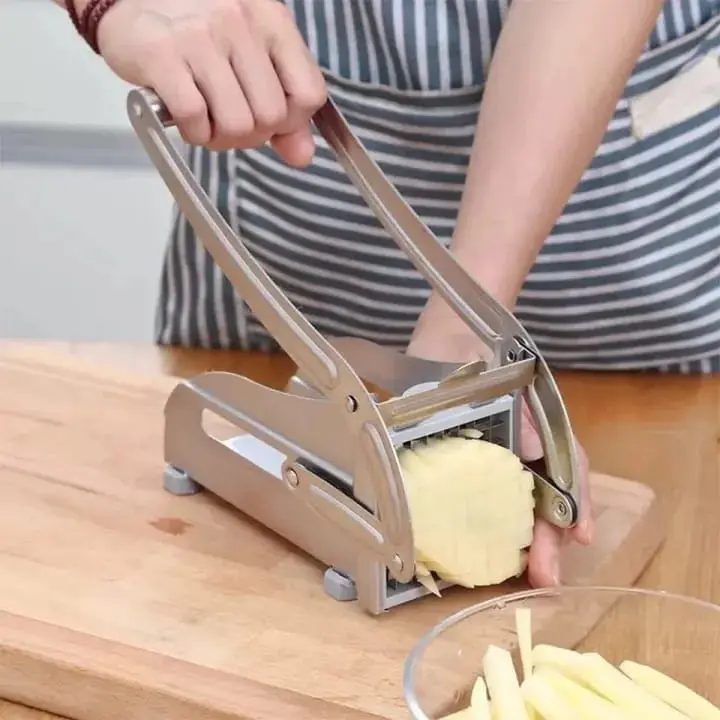 Picture of Stainless Steel 2-Blade French Fry Cutter Machine, Commercial Potato Chipper, Fries Slicer, Multi-Function Home Potato Chopper fo