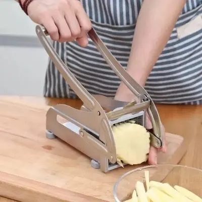 Picture of Stainless Steel 2-Blade French Fry Cutter Machine, Commercial Potato Chipper, Fries Slicer, Multi-Function Home Potato Chopper fo