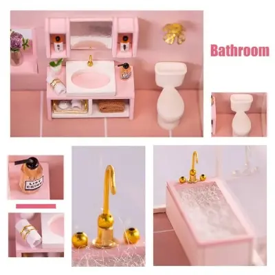 Picture of 3D Wooden LED Premium Dollhouse DIY Miniature Furniture Girls Dream Loft Apartment Kit Toys Gift - Multicolor