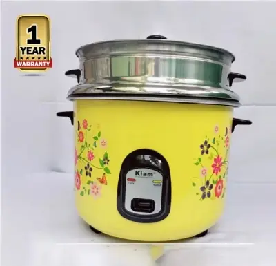 Picture of Kiam Rice cooker Straight Glass Lid  3.2 Ltr (One SS Bati & One Coating Bati) Full Body SFB-5705 - Multicolor