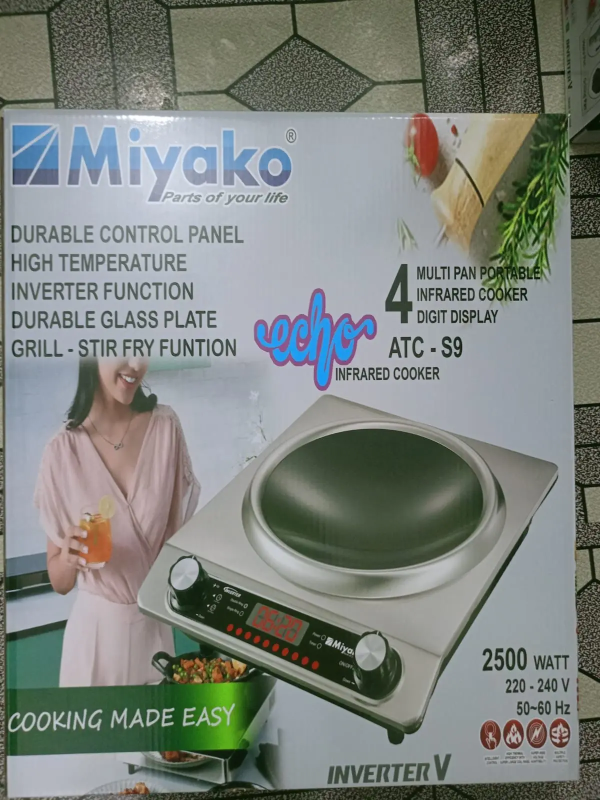 Picture of Miyako Multi Pan 2500 Watt Heavy Duty Infrared Cooker ( ATC-  22S9 ) Smokeless and Energy Saving, Durable Glass Plate, Double Fan for Quick Cooling.