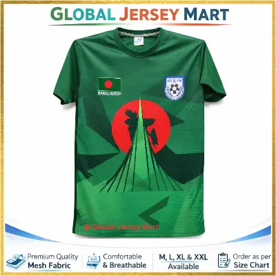 Picture of Home Nation National Football Team Jersey 2024/25 – Green Home Kit – Short Sleeve Fan Edition Football Jersey – Bangladesh (BFF Crest) Training & Match Wear - Green