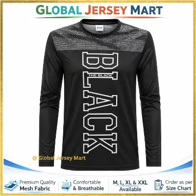 Picture of Just Collection “The Black” Sports Jersey 2024/25 – BLACK Graphic Print – Full Sleeve Training & Football Jersey – Black Performance Fan Shirt - Black