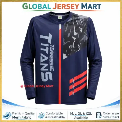 Picture of Tennessee Titans Full Sleeve Sports Jersey 2024/25 – Navy Blue Graphic Edition – Long Sleeve Fan & Training Jersey – USA Football Club - Blue