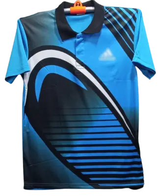 Picture of Eye Catching New Jersey Polo (Black Straight Line)- Blue and Black - Multicolor