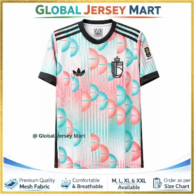 Picture of Belgium Away Jersey 2024/25 – FIFA Qualifiers Patch – Short Sleeve Football Jersey – Belgium National Team Fan Shirt (Multicolor/Black Trim) - Multicolor