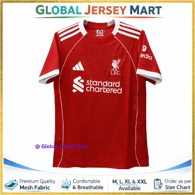 Picture of Liverpool Home Jersey 2024/25 – Adidas – Standard Chartered – Short Sleeve Football Jersey – England/English Football Club Fan Edition - Red