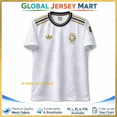 Picture of Saudi Arabia National Team Home Jersey 2024/25 – SAFF Crest – Embossed Pattern – Short Sleeve Football Fan Jersey - White