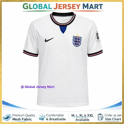 Picture of England Home Jersey 2024/25 – Nike – Embossed White – Short Sleeve Football Jersey – England/English National Team Fan Shirt (White) - White