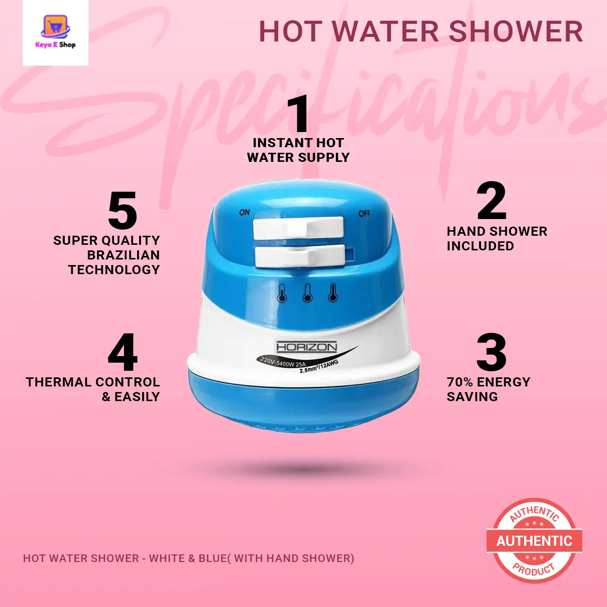 Picture of Hot Water Shower - White & Blue( With Hand Shower)