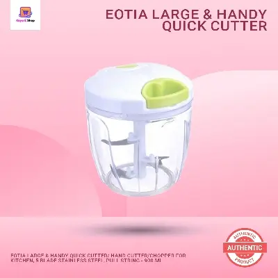 Picture of Eotia Large & Handy Quick Cutter/ Hand cutter/Chopper for Kitchen, 5 Blade Stainless Steel, Pull String - 900 ml