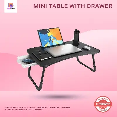 Picture of Mini Table With Drawer Waterproof Premium Finished Portable Foldable Laptop Desk Home Laptop Table Folding Laptop Table Laptop Stand - Laptop Table - Laptop Table - Laptop Table