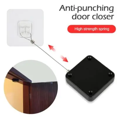 Picture of Multi Function Punching Free Black Door Closer Household Balcony Restaurant Automatic Rebound Door Closer - black