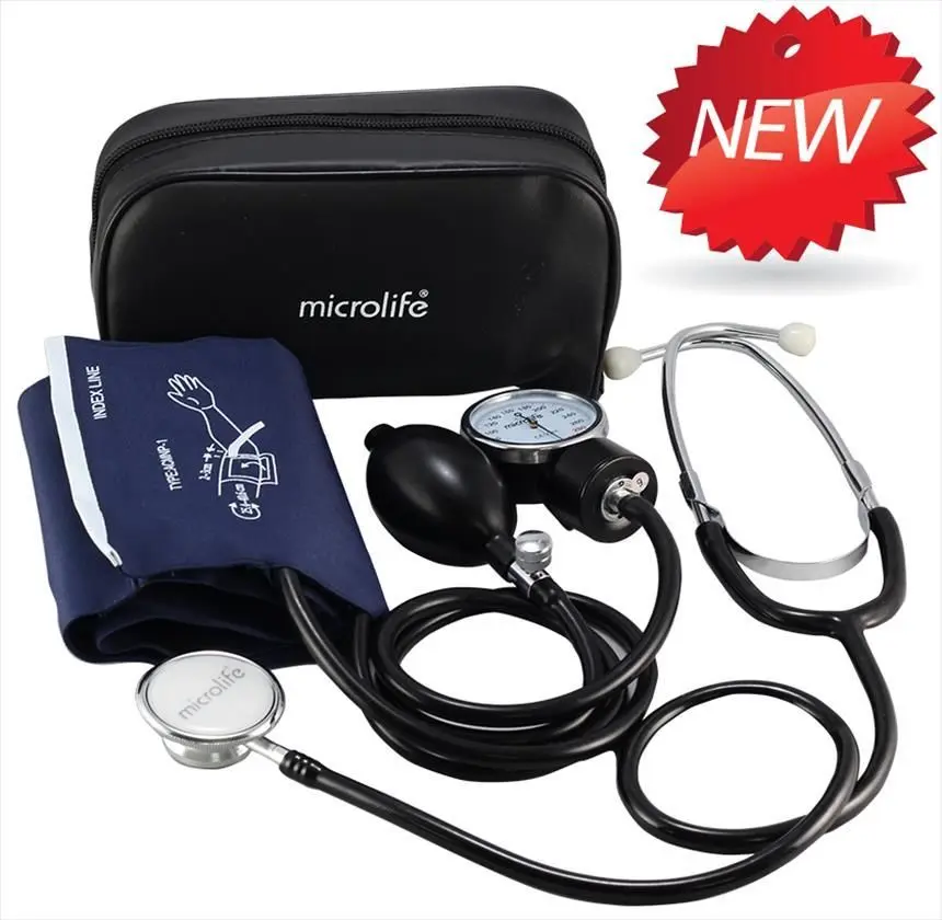 Picture of Swiss Micro Life Manual Blood Pressure Measurement Device with 2 Years Warranty, Stethoscope Included (Black)