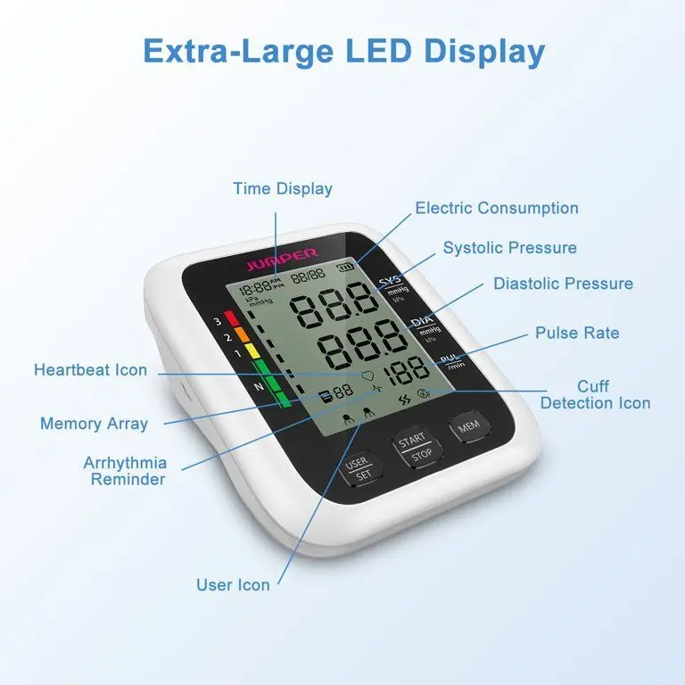 Picture of Germany Technology JUMPER Official Digital Blood Pressure Monitor (JPD HA-100) Accurate reading guranteed | 2 Year Replacement Warranty by HONESTIME (M (8.7 - 12.5 inch),White)