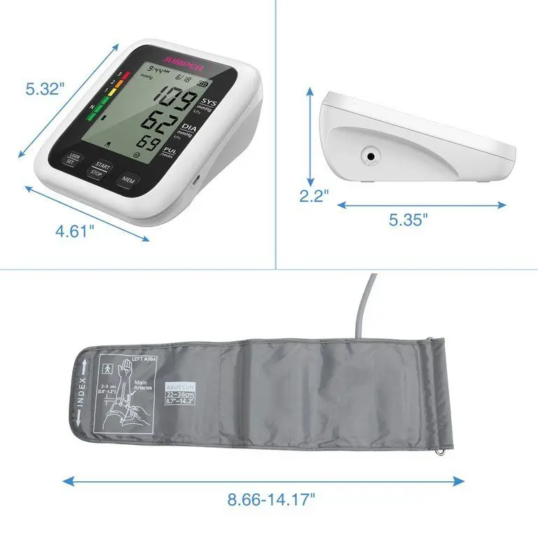 Picture of Germany Technology JUMPER Official Digital Blood Pressure Monitor (JPD HA-100) Accurate reading guranteed | 2 Year Replacement Warranty by HONESTIME (M (8.7 - 12.5 inch),White)