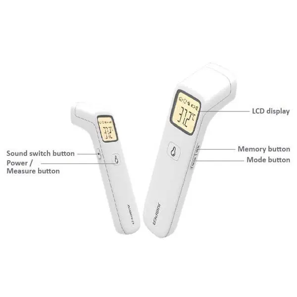 Picture of Jumper Premium Dual Mode JPD FR 203 Best Model Non Contact Infrared Thermometer 1 Year Full Replacement Warranty Forehead Adult, Baby and for any thing object (White)