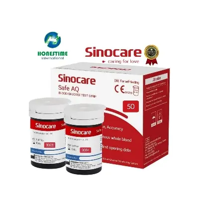 Picture of Sinocare Safe AQ 50 Pcs Test Strip Smart Glucometer Blood Glucose / Suger Test Strip Diabetes Test Strip for Blood Glucose Monitoring System by Honestime 