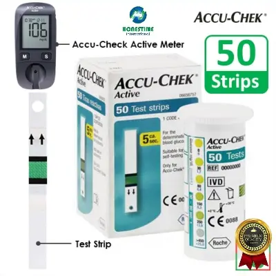 Picture of Accu Chek ACTIVE, Blood Glucose Test Strips (50 Strips/100 pcs) Authentic SMS Verification 12 to 24 Months Validity by Honestime (Multicolor)