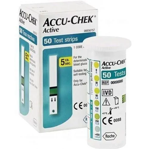 Picture of Accu Chek ACTIVE, Blood Glucose Test Strips (50 Strips/100 pcs) Authentic SMS Verification 12 to 24 Months Validity by Honestime (Multicolor)