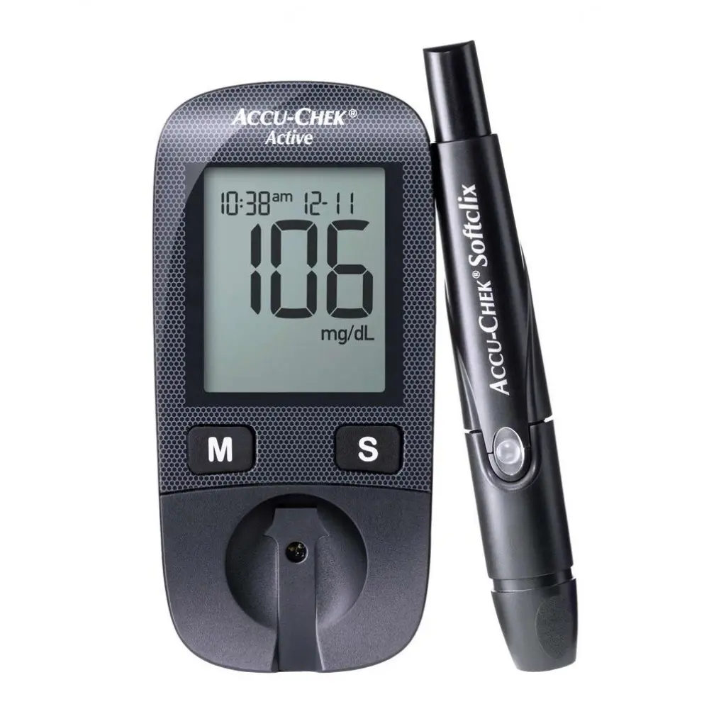 Picture of Global's Best Accu Chek ACTIVE Blood Suger Glucose Meter with 10 Pcs Strips | Authentic SMS Verification 10 Years Brand Replacement Warranty by Roche/Honestime (Black)