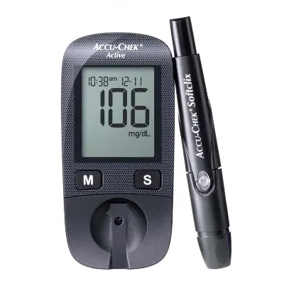 Picture of Global's Best Accu Chek ACTIVE Blood Suger Glucose Meter with 10 Pcs Strips | Authentic SMS Verification 10 Years Brand Replacement Warranty by Roche/Honestime (Black)