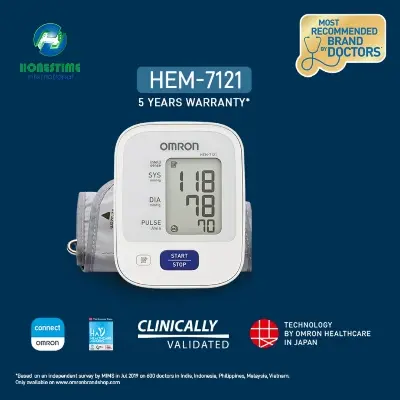 Picture of Japanese Technology OMRON (HEM-7121) Upper Arm Automatic Blood Pressure Machine Standard Accurate reading guranteed | 5 Year Brand Warranty by Omron/Honestime (White,M (8.7 - 12.5 inch))