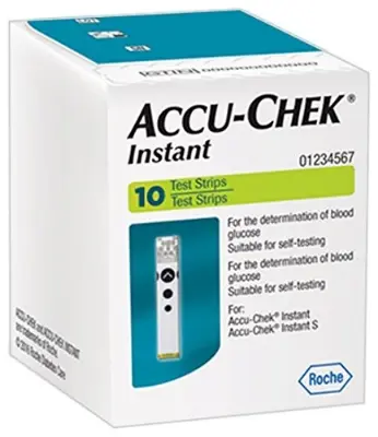 Picture of Accu Chek Instant and Instant S, Blood Glucose Test Strips (10 Strips) Authentic SMS Verification 12 to 24 Months Validity by Honestime (White)