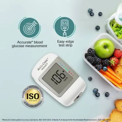Picture of Accu Chek Instant and Instant S, Blood Glucose Test Strips (10 Strips) Authentic SMS Verification 12 to 24 Months Validity by Honestime (White)