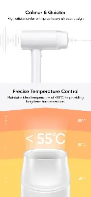 Picture of World's Smartest Realme Hair Dryer Hair Negative Ion provider Cool and Hot Air, Smart Controller,  Safe 1400W  With Official Warranty by Honestime (White)