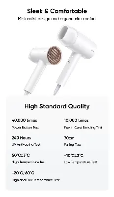 Picture of World's Smartest Realme Hair Dryer Hair Negative Ion provider Cool and Hot Air, Smart Controller,  Safe 1400W  With Official Warranty by Honestime (White)