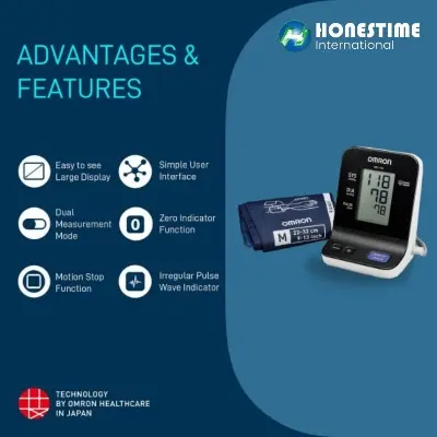Picture of Japan Tech OMRON HBP-1120  Upper Arm Blood Pressure Monitor | 5 Year Brand Warranty by Omron/Honestime (Wither Black,M (8.7 - 12.5 inch))