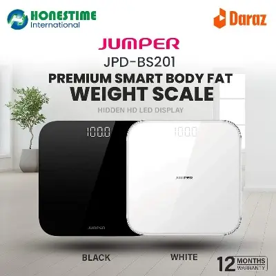 Picture of Bluetooth Variant Germany Technology JUMPER Premium smart body fat weight scale (JPD-BS200) Standard platform and sensor digital easy to operate at home | 1 Year full Replacement Warranty by HONESTIME (Black)